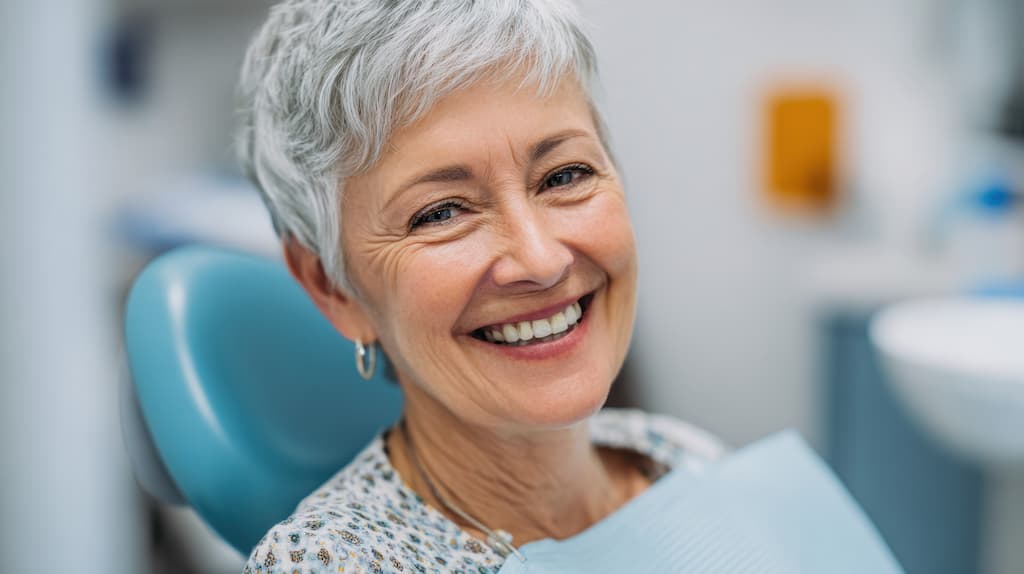 Smiling mature woman at dentist